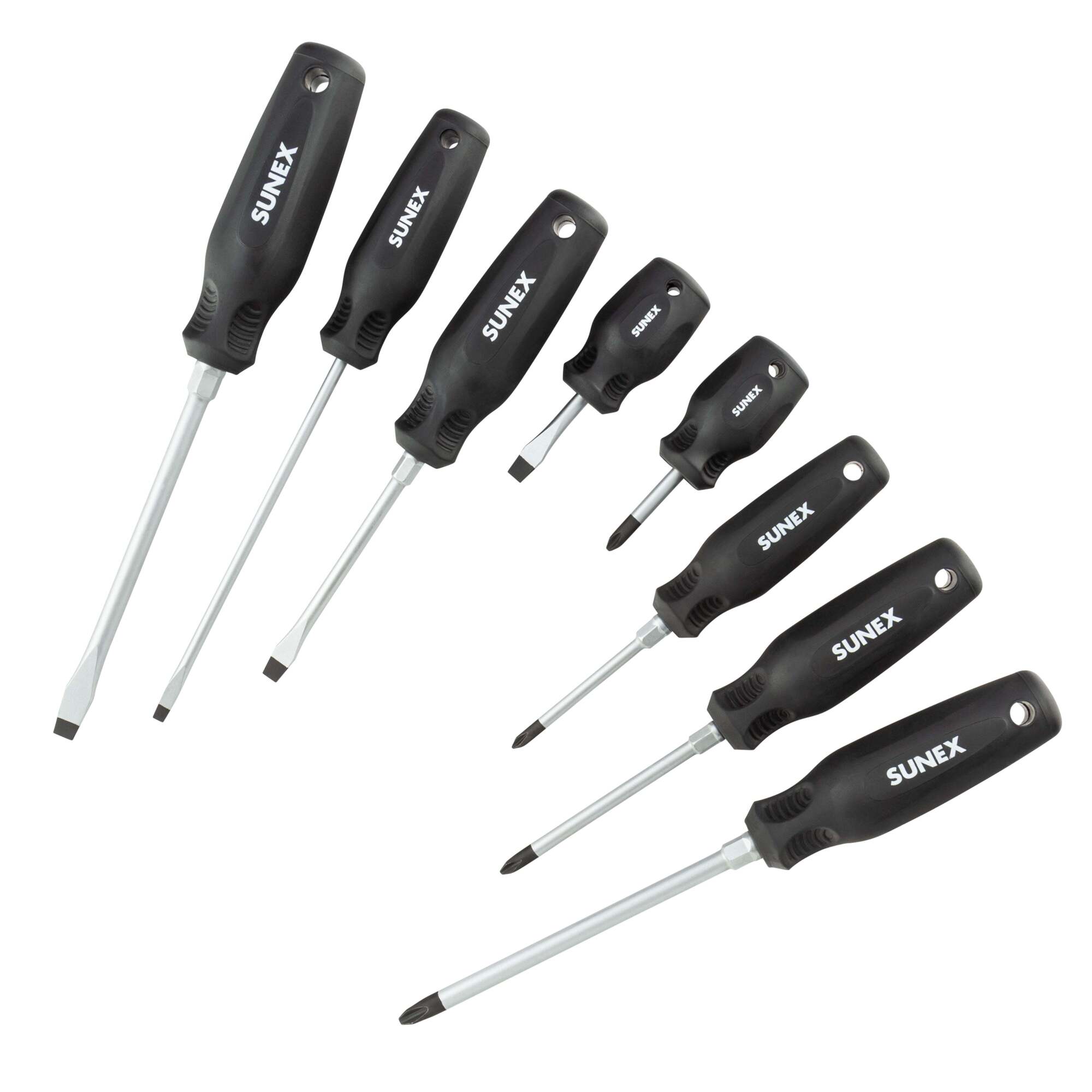 Sunex Tools Phillips and Slotted Magnetic Screwdriver Set — 8-Piece, EVA Foam Tray, Model# SXCSDS8